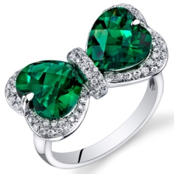 Emerald Ring 14 Karat White Gold Heart Shape 4.7 Carats R61618