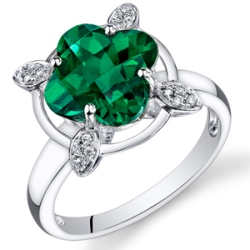 Emerald Ring 14 Karat White Gold Lily Cut 3.45 Carats R61810