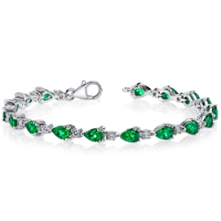 Emerald Bracelet Sterling Silver Pear Shape 7 Carats SB4308