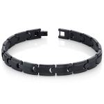 Smooth Style Mens Black Tone Titanium Bracelet Flat Link Style SB4370