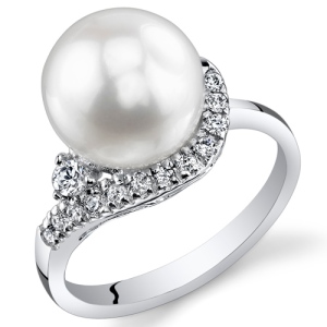 Freshwater Pearl Ring Sterling Silver Round Shape 8.5-9mm SR10954