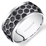 Hexagon Pattern Titanium Wedding Band Ring 10mm Sizes 7-14 SR11292