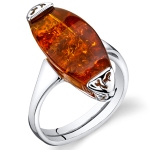 Baltic Amber Gallery Ring Sterling Silver Cognac Sizes 5-9 SR11304
