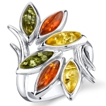 Amber Branch Ring Sterling Silver Multiple Colors Sizes 5-9 SR11320